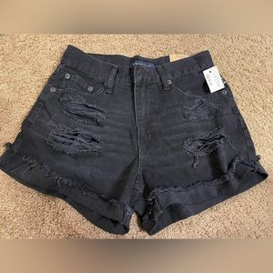 BRAND NEW WITH TAGS high waisted black distressed mom shorts